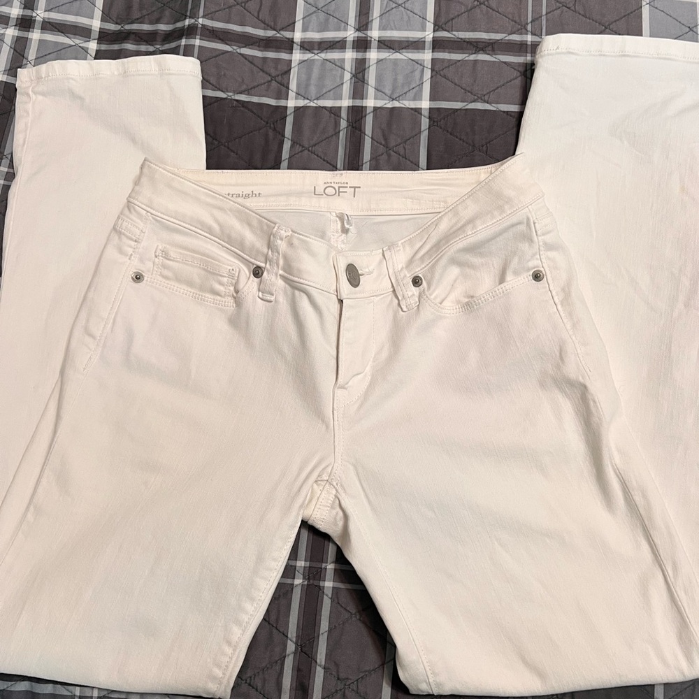 Ann Taylor White Curvy Straight Jeans